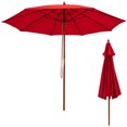 thumbnail image 1 of Costway 9.5 FT Patio Rope Pulley Wooden Umbrella Market w/Fiberglass Ribs Outdoor Red, 1 of 10