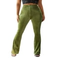 thumbnail image 1 of Women Bootcut Yoga Pants Tummy Control Workout Bootleg Velvet Trouser, 1 of 5