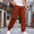 thumbnail image 4 of Dagugfen Mens Cargo Pants Fall Winter High Waist Drawstring Fitting Outdoor Camping Hiking Pants Pockets, 4 of 7