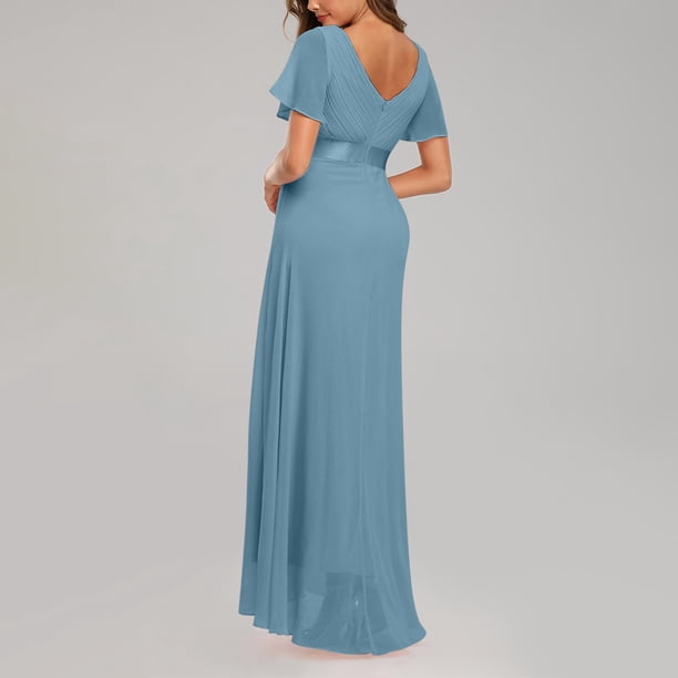 mac duggal ruffle sleeve v neck tiered chiffon maxi dress 49287 Evening for Events – Mydressline Size:M - $278.00 meta-related-collection-bernadette this piece embodies refined Casual Outing Shift Dress