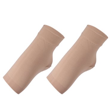 Unique Bargains 1 Pair Ankle Brace Achilles Tendon Support Ankle Compression Sleeve Socks for Women Beige L Size