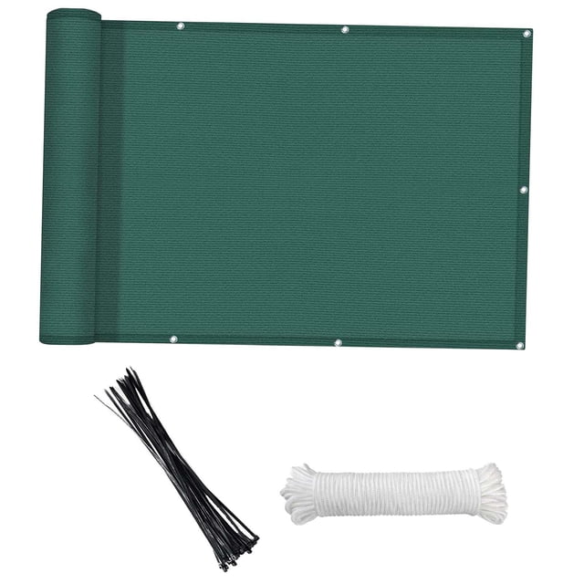 LOVIVER 2.7x9.84ft Balcony Privacy Screen Cover Includes 24Pcs Cable Ties Garden Privacy Dark Green