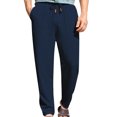 thumbnail image 1 of Pants for Men, Mens Fashion Drawstring Elastic Waist Solid Color Casual Length Pants, 1 of 7