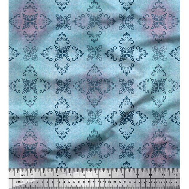 Soimoi polyester Crepe Fabric Texture & Damask Ethnic Fabric Prints By Yard 52 Inch Wide