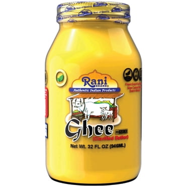 Rani Ghee Pur et Naturel Issu de Vaches Nourries à l'Herbe (Beurre Clarifié) 907 g (32 Oz) - Pot en Verre / Compatible avec les Régimes Paléo et Cétogène / Sans Gluten / Casher / Produit des États-Unis