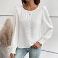 thumbnail image 4 of RXIRUCGD Haut/chemise à Manches Longues à Col Rond pour Femme, Décontracté, Uni, en Dentelle Patchwork, Blanc, Taille : 2TG, 4 of 5