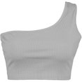 thumbnail image 4 of Women's Sleeveless Crop Tops Sexy One Shoulder Strappy Tees Basic Crop Tank Tops(Gray,L), 4 of 5