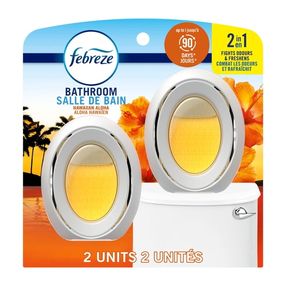 Febreze Bathroom Air Freshener, Odor-Fighting, Hawaiian Aloha Scent, 2ct