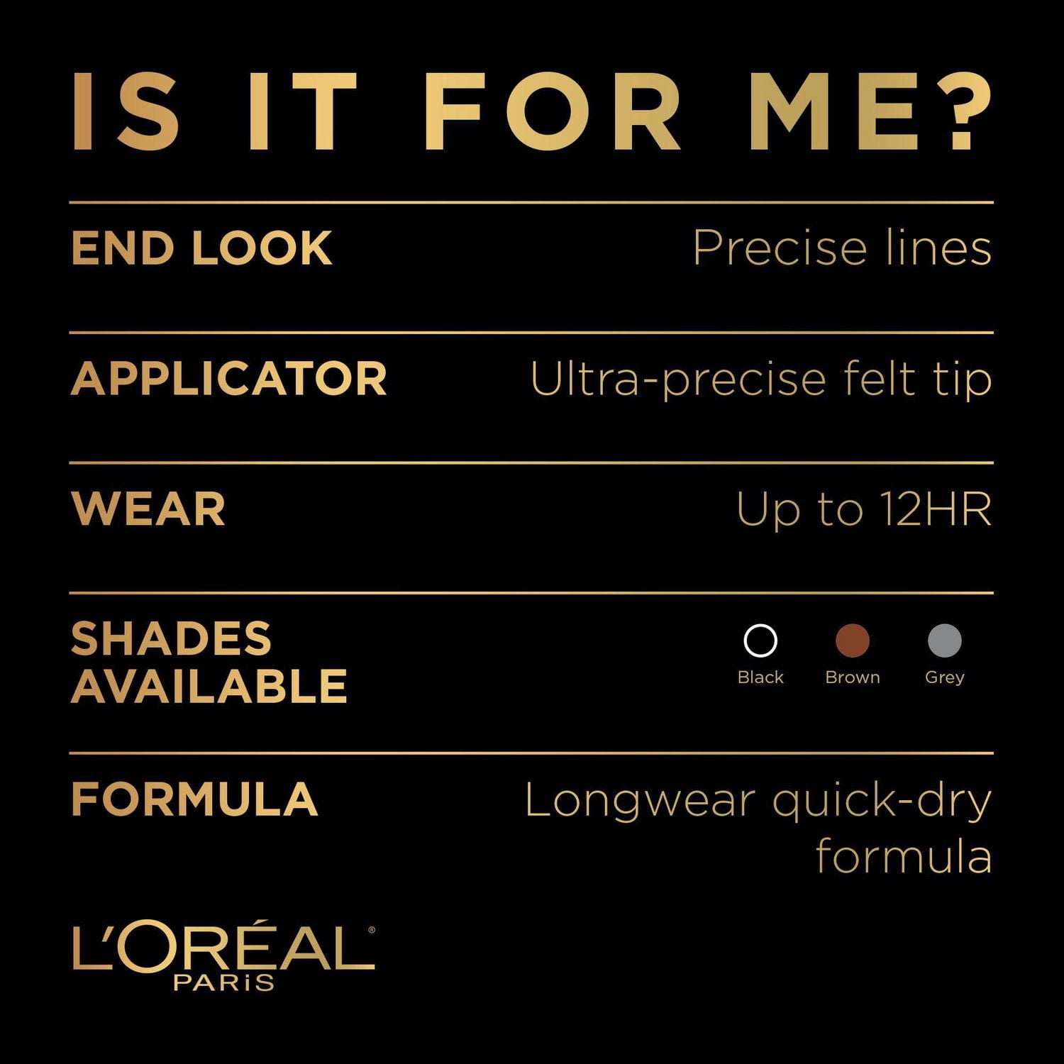 L'Oréal Paris Ligneur Liquide Super Slim Infallible, Tenue 12H et séchage rapide, Application douce et sans bavure, Brun, 1 ml