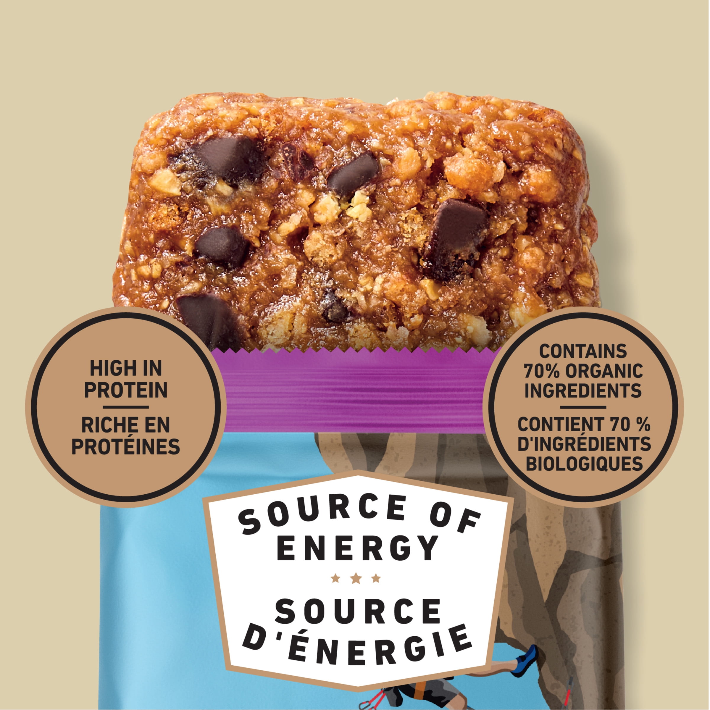 CLIF BAR Barres Énergétiques, Pépites de Chocolat et Arachides Croquantes, Barre Granola, Riche en Protéines, Collations, Barres Déjeuner, Contient 70 % d'Ingrédients Biologiques Boîte de 10 Barres