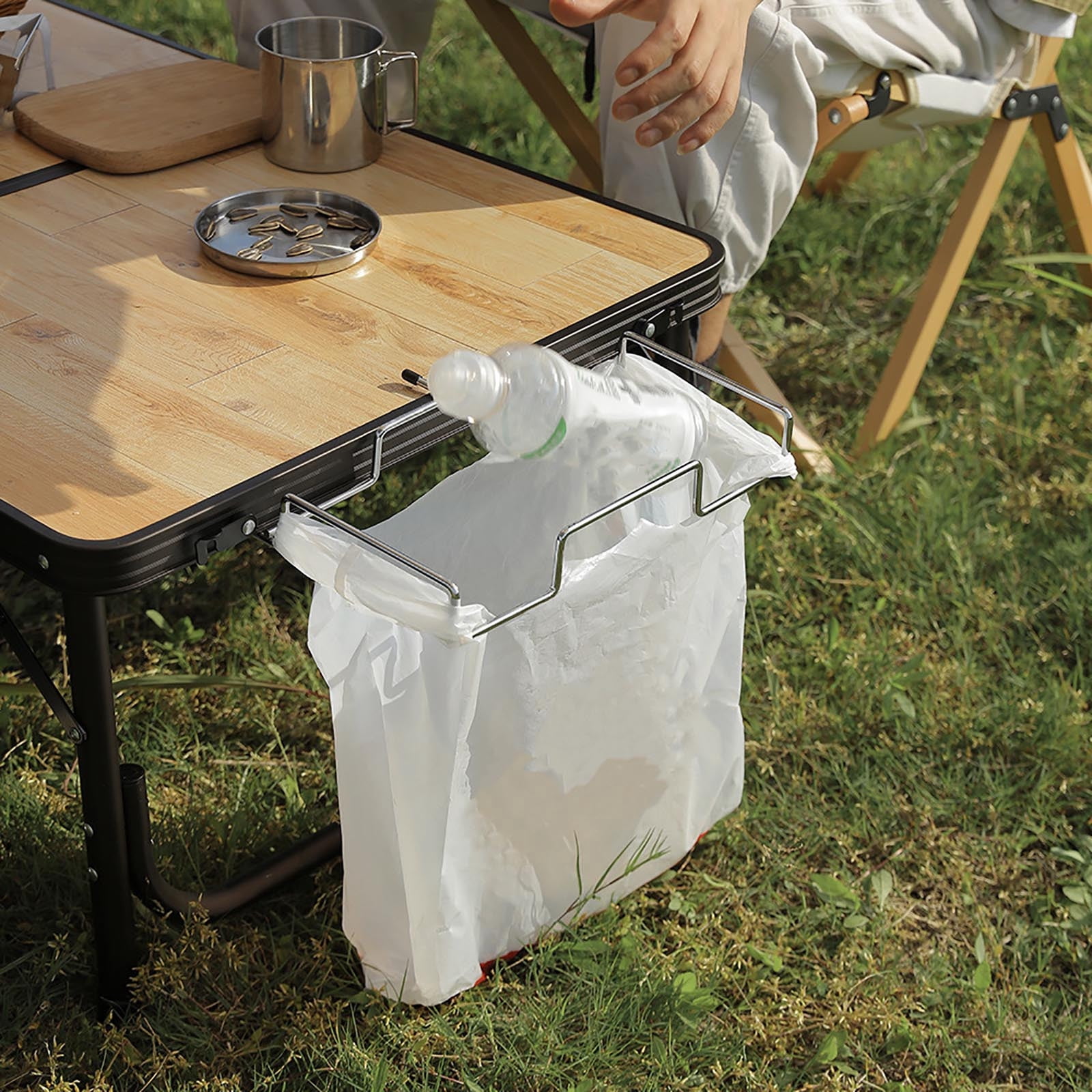 Iumwxz Gadgets de Cuisine Support de Poubelle de Cuisine en Acier Inoxydable Support de Rangement Pliable Support de Poubelle Ensemble d'Ustensiles de Cuisine Blanc Acier Inoxydable Rollback