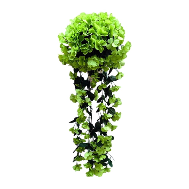 RKSTN Simulated Rose Bouquets with vibrant green artificial flowers and cascading vines in a rattan wall hanging basket. Perfect for decorative landscaping, artificial plants, flower wall decor, and versatile indoor or outdoor use.