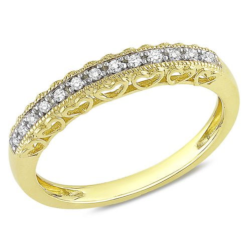 Miabella Bague de mode avec accents de diamants en or jaune 10 K