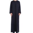 thumbnail image 1 of RXIRUCGD Men's Muslim Robe Arab Middle Robe Long Style Long Sleeve Neck Pocket Long Shirt Fashion Casual Robe, Black, Size: 2XL, 1 of 9