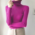 thumbnail image 2 of Yuyuzo Sweaters for Women Long Sleeve Turtlenecks Ribbed Knit Comfy Slim Fitted Basic Pullover Tops, 2 of 5