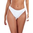 thumbnail image 1 of Ocean Blues Women's High Leg Bikini Bottom Mid Rise Swim Bottom Cheeky White Bathing Suit Bottom, Size L, 1 of 7