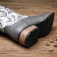 thumbnail image 4 of Men's Western Cowboy Boots with Snake Print - Mid-Calf Rodeo Boots with Square Toe Low Heel Boots Non-Slip Casual, 4 of 6