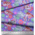 thumbnail image 2 of Soimoi Satin Silk Fabric Floral & Flamingo Bird Print Fabric by Yard 42 Inch Wide, 2 of 4