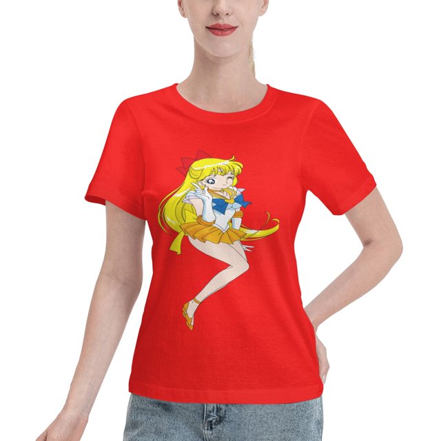 T-Shirt Basique à Manches Courtes pour Femmes Sailor Moon Aino Minako