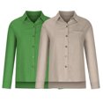 thumbnail image 4 of Timegard 2pc Cotton Linen Shirts for Women Plus Size Button up Side Split Blouse Fall Solid Color Tops, 4 of 6