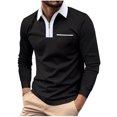 thumbnail image 2 of RXIRUCGD Chemise de Golf à Manches Longues avec Poche pour Hommes, Col Rabattu, Noir, Taille : L, 2 of 6