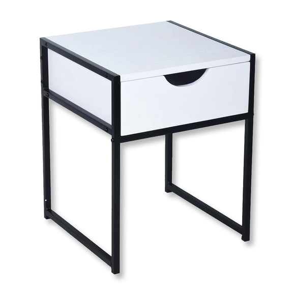 ITY International - Side Table with Drawer, Made of MDF, 15.7" x 19.7" x 15.7", White