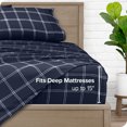 thumbnail image 4 of Bare Home Ensemble de Draps Ultra Doux - Premium 1800 Collection - Poches Profondes - 3 Pcs - Lit Simple, Carreaux Modernes - Minuit/blanc, 4 of 8