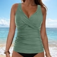 thumbnail image 2 of NIEWTR V-Neck Tankini Tops For Women Backless Adjusting Strap Bathing Suits Tummy Control Push Up Swimsuit Top(Light Green,L), 2 of 9
