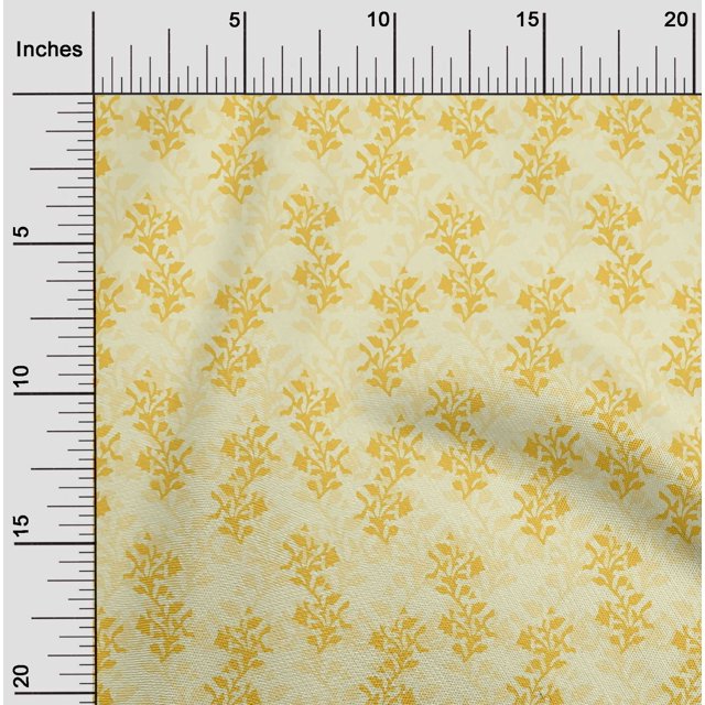 oneOone Silk Tabby Fabric Leaves & Floral Block Print Fabric By Yard 42 Inch Wide