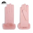 thumbnail image 2 of Woman Warm Snow Gloves Thick Soft Faux Rabbit Plush Edge Anti-slip for Cold Weather Outdoor Skiing and Cycling, 2 of 2