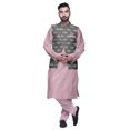 thumbnail image 1 of Atasi Indian Long Kurta Men Solid Kurta Pajama With Printed Nehru Jacket Set, 1 of 1