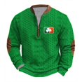 thumbnail image 1 of Penkiiy Mens St. Patrick's Day Irish Print 1/4 Zipper Collar Sweatshirt 4XL Multicolor, 1 of 5