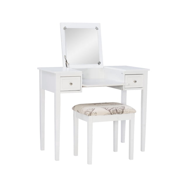 Joanna Butterfly Bench Vanity Set in White