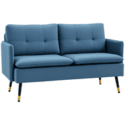 HOMCOM Loveseat Sofa for Bedroom, Modern Small Space Furniture with Button Tufting, Upholstered, Kids, Dark Blue