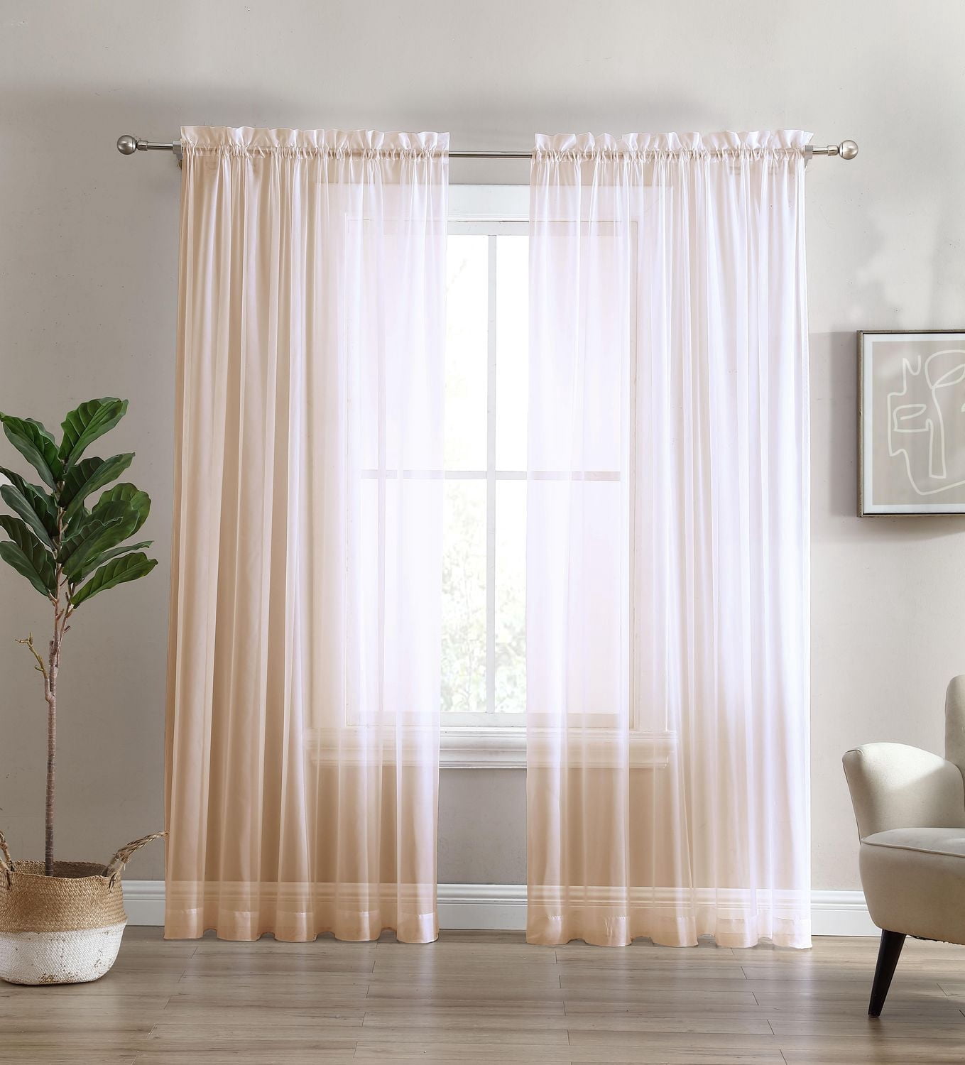 Swift Home Sheer Window Panel Curtain- 2 Pack