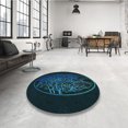 thumbnail image 4 of Ahgly Company Tapis d'Intérieur Lavable à la Machine, Carré, Transitionnel, Vert Sarcelle, Tapis de Zone, 8 Pieds Carré, 4 of 7