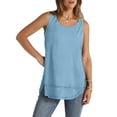 thumbnail image 4 of AherBiu Camisoles Surdimensionnées pour Femmes Col Ras du Cou Fente Été Décontracté Ample Sans Manches Haut T-Shirts Chemises, 4 of 7