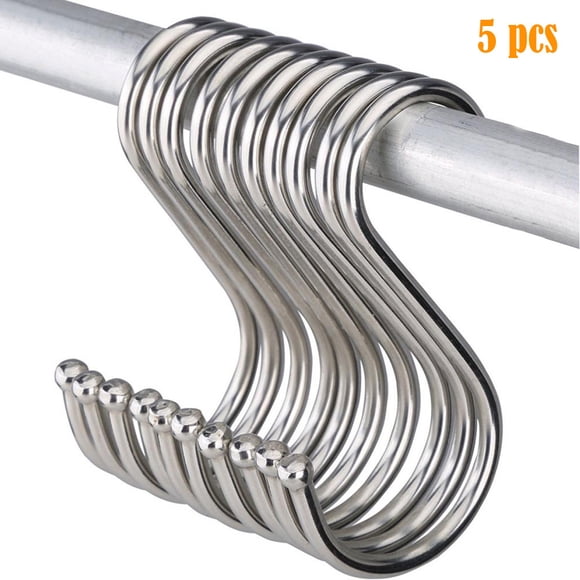 5 Pcs Crochets en S, Crochets pour Suspendre, Crochets en Métal Inoxydable en Forme de S pour Cuisine Pot Poêle Cintre Rangement Vêtements