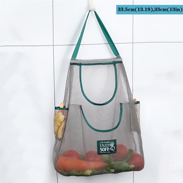 Oleegame 1PC Produce Storage Household Fruit And Vegetable Mesh Bag Foldable Tote Shopping Bag Reusable Tote Bag Recycling Storage Tote Bag With Side Pockets