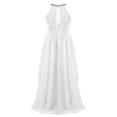 thumbnail image 3 of Miaeowve Robe de Fête Maxi en Chiffon à Paillettes pour Filles, Col Haut, Froncée, Robe de Bal de Mariage Ivoire 14, 3 of 7