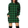 thumbnail image 1 of Bellella Robe Chandail en Molleton Femme Midi Longue à Capuche à Carreaux Manches Décontractées Automne Vert 2TG, 1 of 6