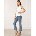thumbnail image 4 of INSPIRE CHIC Blouse de Travail Sans Manches à Volants pour Femme, Col en V, Hauts, TP, Blanc, 4 of 6