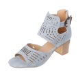 thumbnail image 2 of LSLJS Women's Summer New Large-size Hollowed-out Rhinestone Fish Mouth Chunky High-heeled Sandals, Platform Sandals, 2 of 6