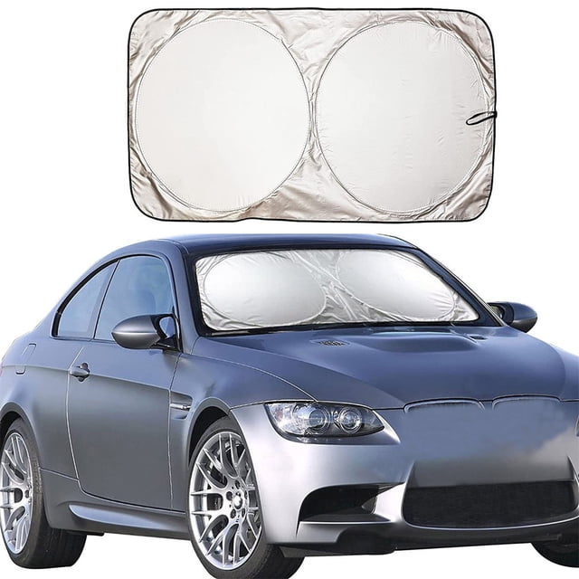 LSLJS Car Pare-soleil pour Vitres de Voiture, Pare-Soleil pour l'Avant, Rideaux Occultants Windows, Tissu Enduit, Double Anneau en Acier à Mémoire, Rideaux de Voiture, Bloc Réfléchissant avec Sac de Rangement