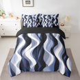 thumbnail image 2 of Erosebridal Grey Blue Geometry Bedding Sets, Abstract Ombre Comforter Sets with Sheets, Stripes Artwork Reversible Bed Sheets Set, Ultra Soft Room Decor, 7pcs, 2 of 6