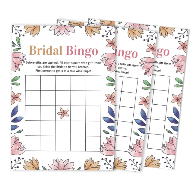 Inkdotpot Bridal Wedding Shower Bachelorette Party Bulk Blank Square Fill In Gift Ideas 50FloralBingoGameCards