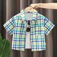 thumbnail image 2 of GDREDA Not Dressed for Boys Shirt Small And Medium Sized Children's Fashion Shirt With Collared Front Checkered Short Sleeves And Button Fastening. Dark Green,11-12 Years, 2 of 4