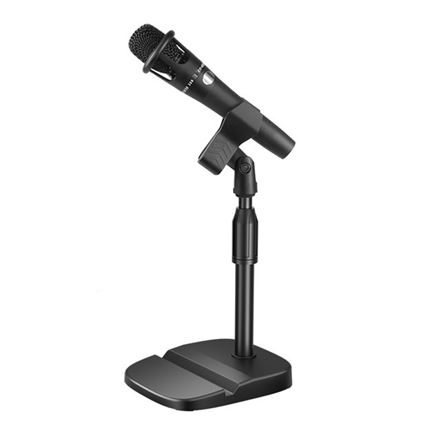 Support de Microphone de Bureau Amélioré, Support de Micro de Bureau Réglable Antidérapant, Support de Micro de Table avec Fente pour Téléphone et Tablette pour Diffusion en Direct Karaoké