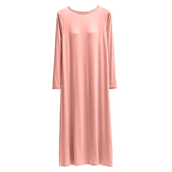 Sakmal Cotton Moo Moo Nightgown for Women Cute Red Long Mumu Dress Long Sleeve Solid Nightgowns for Women