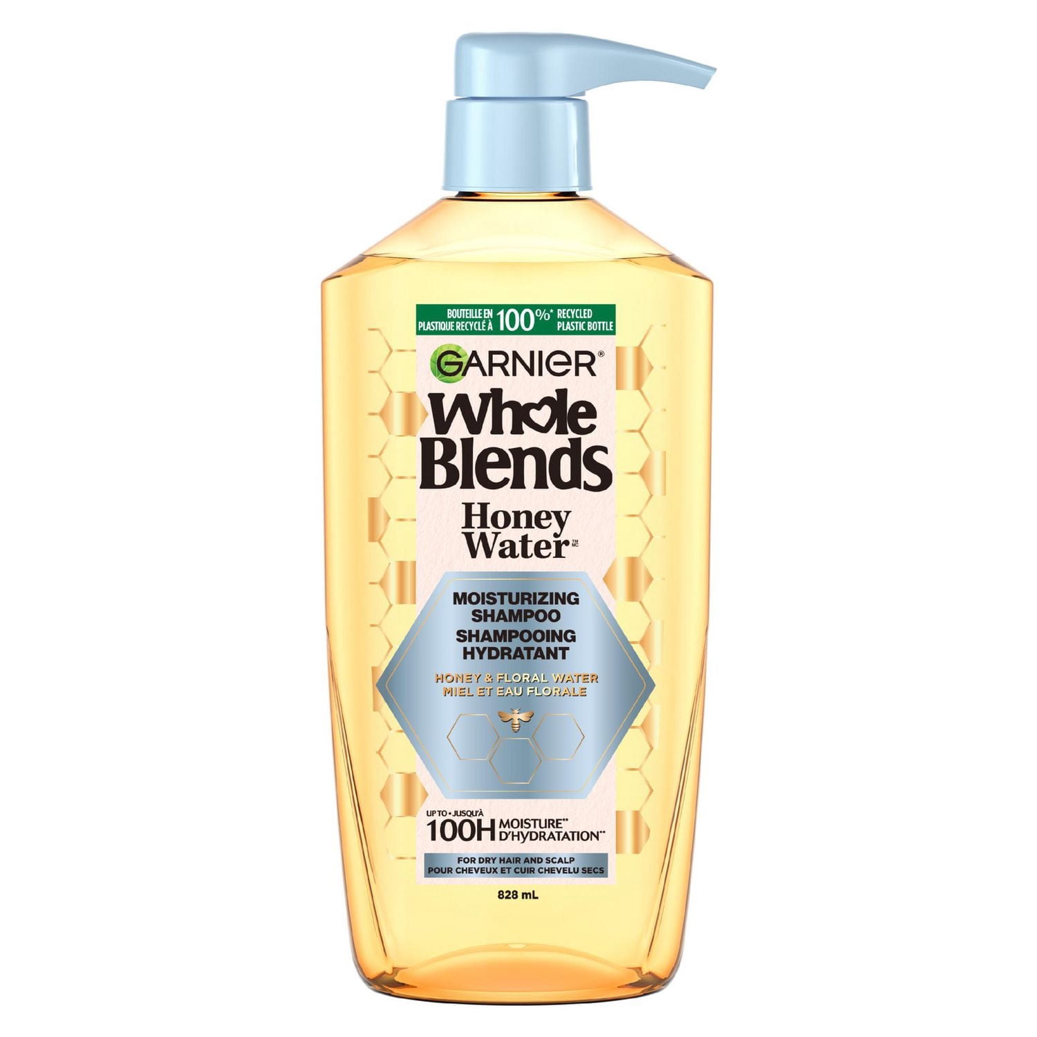 Garnier Whole Blends Honey Water Shampooing Hydratant, pour Cheveux et Cuir Chevelu Secs